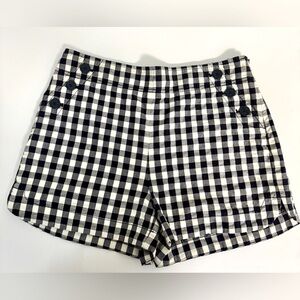 Loft Navy and White checkered preppy nautical shorts side zipper  size 8 EUC